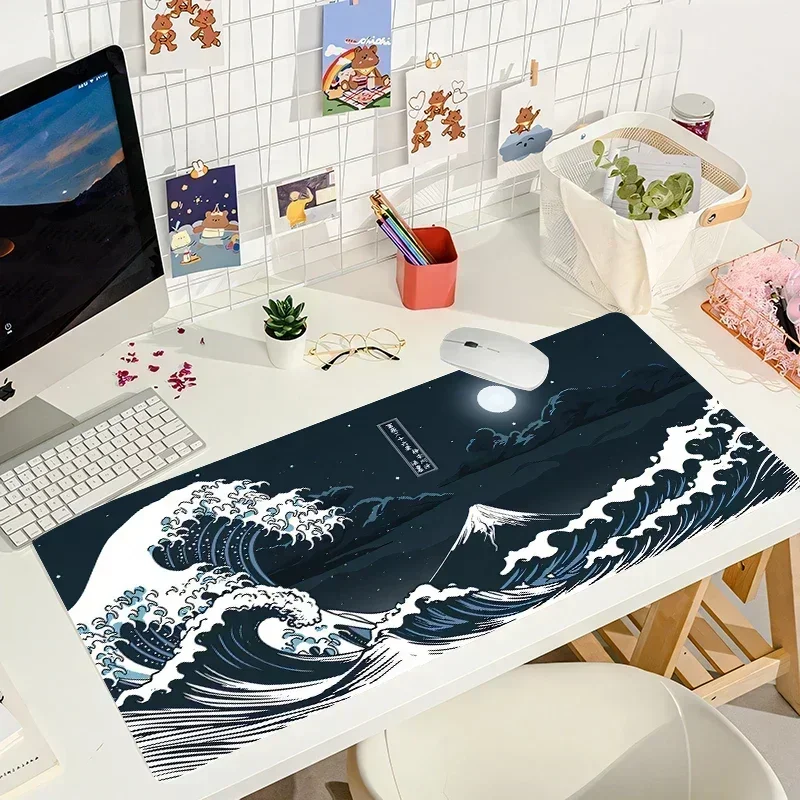 Japan The Great Wave of Kanagawa Large Gaming Mousepad Gamer Office XXL Rubber Keyboard Pad Computer Mouse Pads Laptop Desk Mat