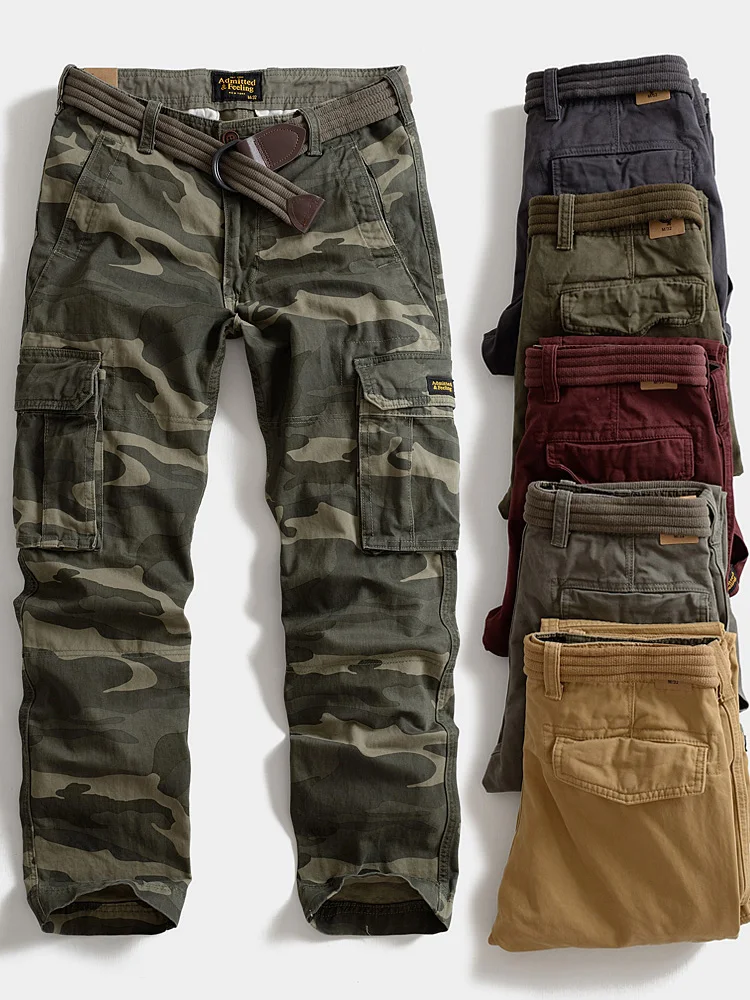 

Heavyweight Men's Multi-ket Straight Leg ket Pants Outdoor Workwear Camouflage Casual Long Trousers Large Size