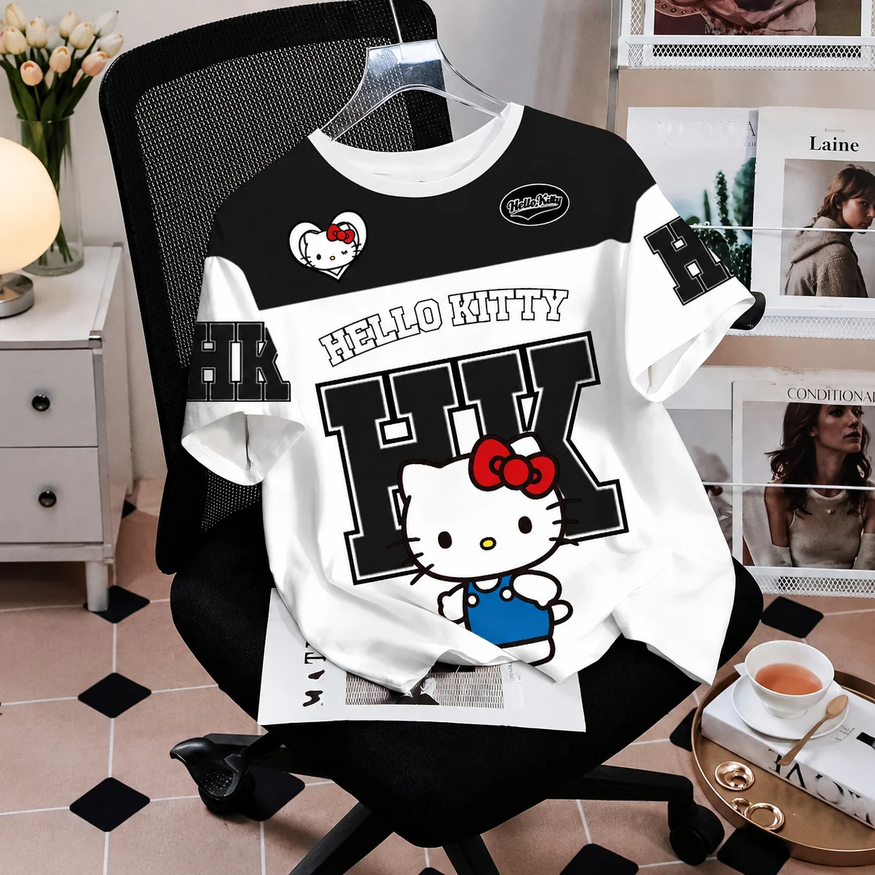 2026 Sommer Bestseller Hello Kitty 3D-Druck Cartoon T-Shirt Rundhals Lässige Streetwear Mode Niedlich Trendy Kinder Erwachsene Unisex – Detail 6