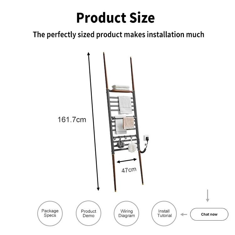 Hot-selling Ladder Electric Heated Towel Rack Space Aluminum Carbon Fiber Heating IPX4 Smart Control with Shelf