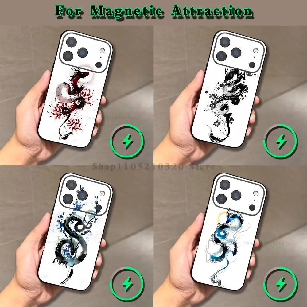 

japanese dragon art Phone Case For iPhone 17,16,15,14,13,12,11,Pro,Max,Plus,E,Air,Mini Magnetic Magsafe Frosted Clear