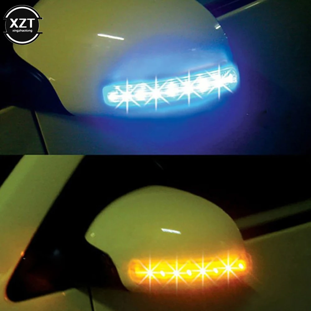 2 Pcs LED Turn Signal Light Car Rearview Mirror Indicator Lamp Soft Flashing FPC Yellow 9 SMD Source Amber Lights