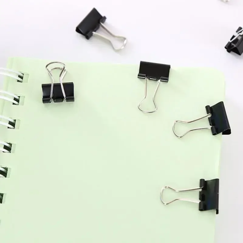 Metal Paper Clip 26mm Foldback Metal Binder Clips Black Grip Clamps Paper Document Office School Stationery