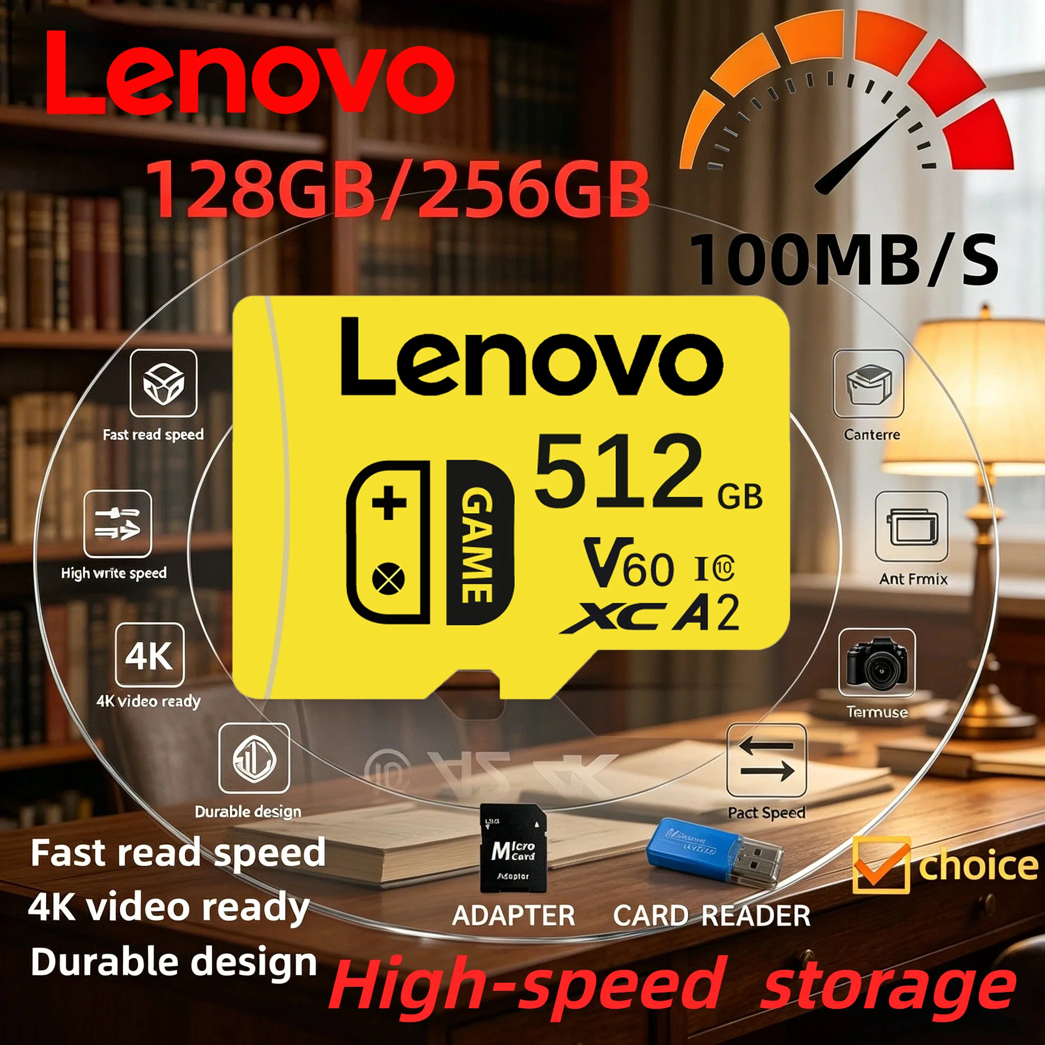 Lenovo Micro TF SD Card 512GB SD Memory Card 256GB High Speed Cartao De Memoria SD 128GB For Electronic Devices Video Games Card