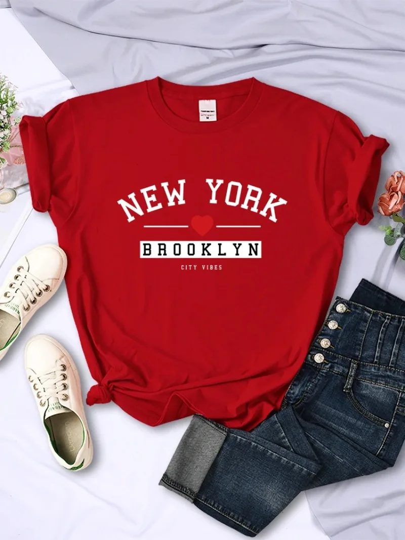Summer Casual Crop Top Street Cool Tee Shirt Fashion O-Neck Sport T Shirts New York Brooklyn City Vibes Letter T-Shirt Women image 2