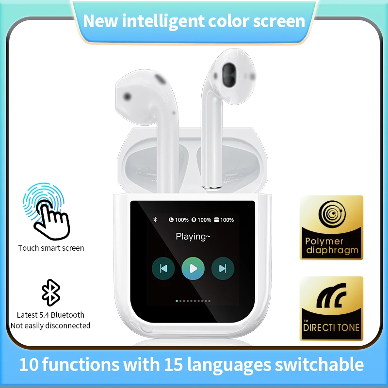 A14 PRO Shocking Bass True Wireless Earphones LED Smart Full Color Touch Screen Earbuds With Noise Cancelg And 5 EQ Modes