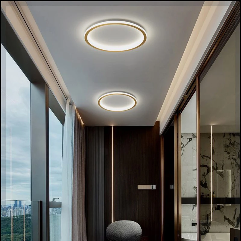 Modern LED Ceiling Light Home Decor 20/30/40/50/60CM Dimmable Round Lamp Bedroom Living Room Black White Fixture Lighting Lustre