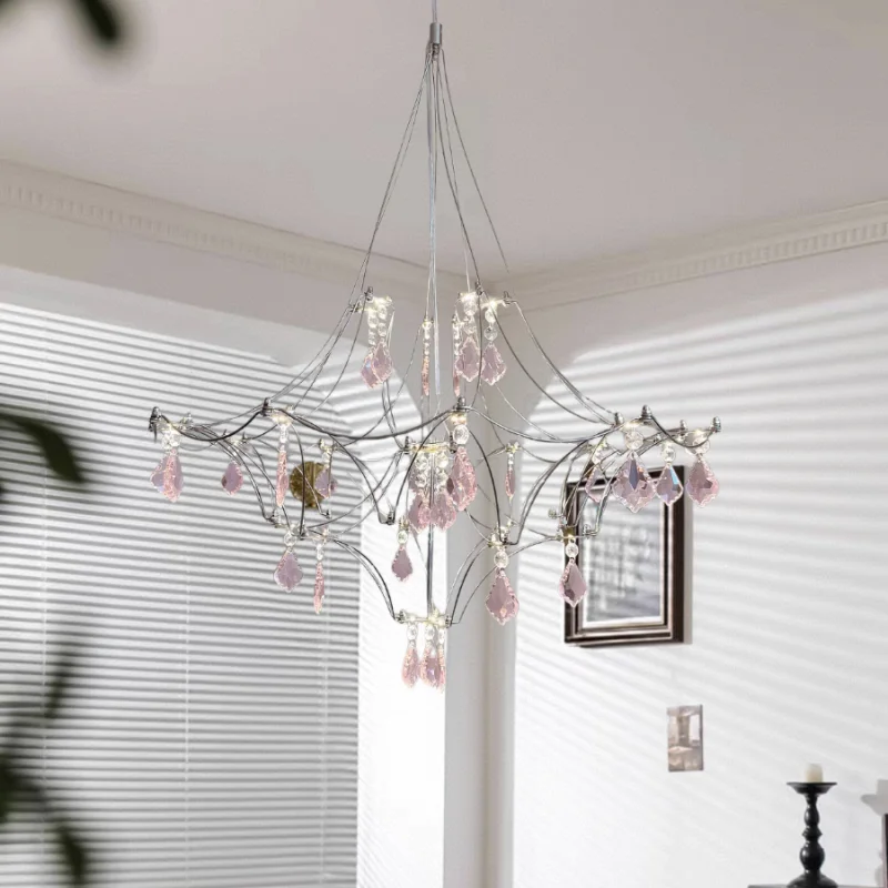 Modern Luxury Starry Sky Crystal Chandelier Suitable For Home Decor Living Room Bar Pendant Lamp Indoor Lighting Hanging Fixture