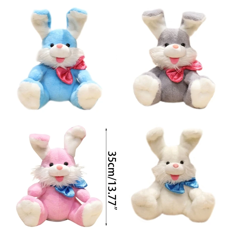 35cm Cartoon Electric Plush Rabbit Doll Kids Toy Fun Ear Moving Stuffed Toy Repeat What You Said Childhood Educational Toys Gift