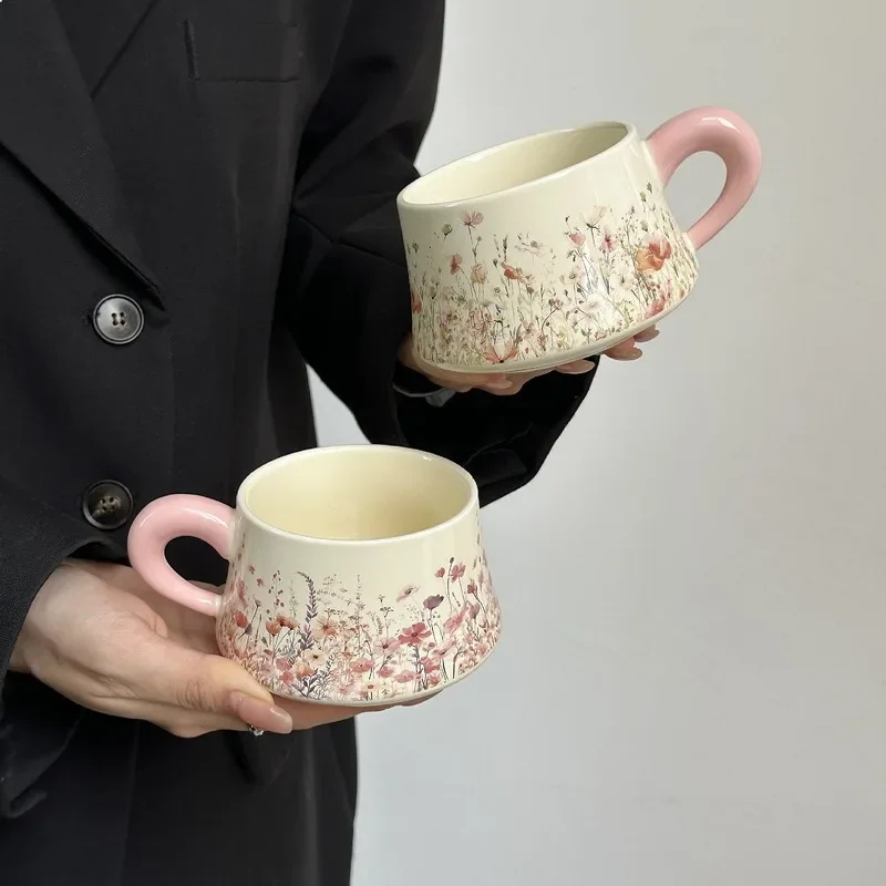 Modern Housewife Style Premium Coffee Cup Saucer Set Couple Mugs Wedding Newlywed Souvenir Gift Box Porcelain Drinkware