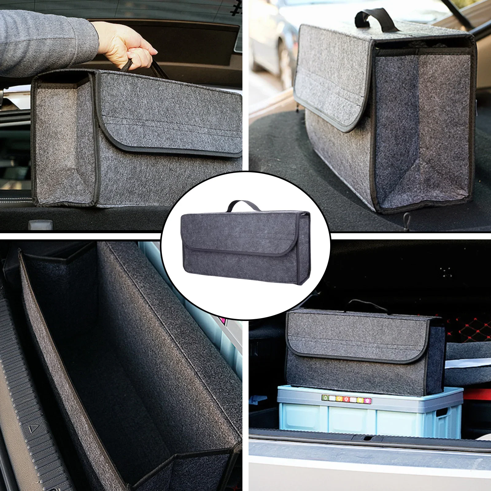 Large Anti Slip Compartment Boot Storage Organizer Tool Car Storage Bag Car Trunk Organizer Soft Felt Storage Box Accessories
