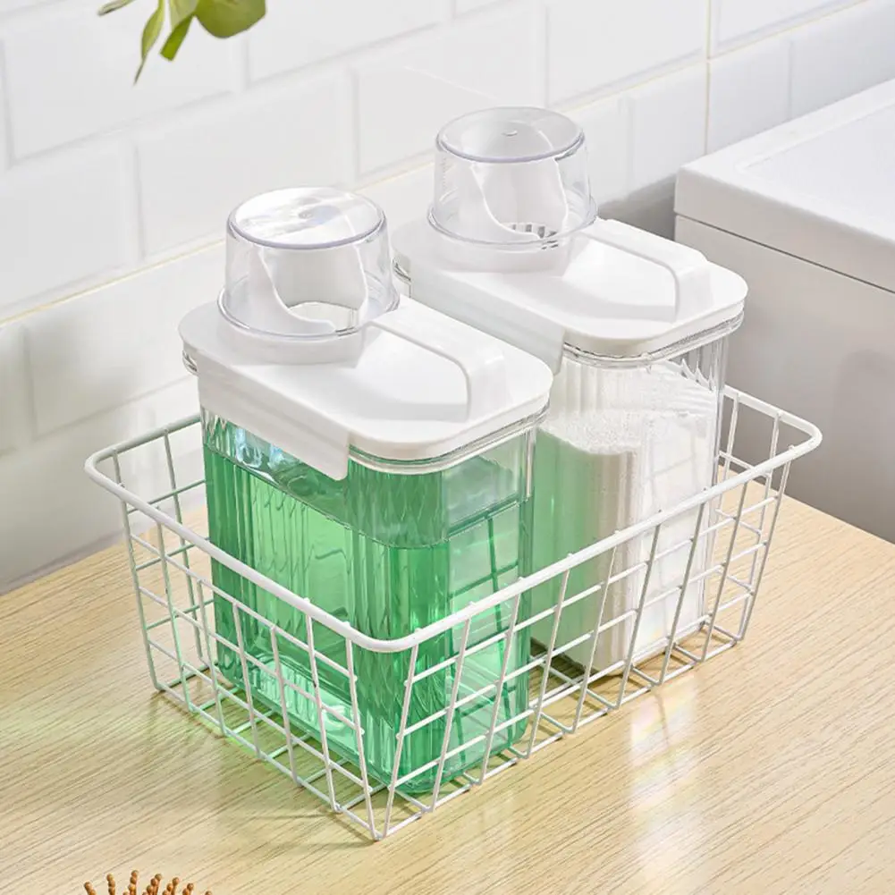 Opening Dispenser Laundry Detergent Dispenser Bottle Set Easy Pour Design Leak-proof Cap Fabric Softener Holder Container