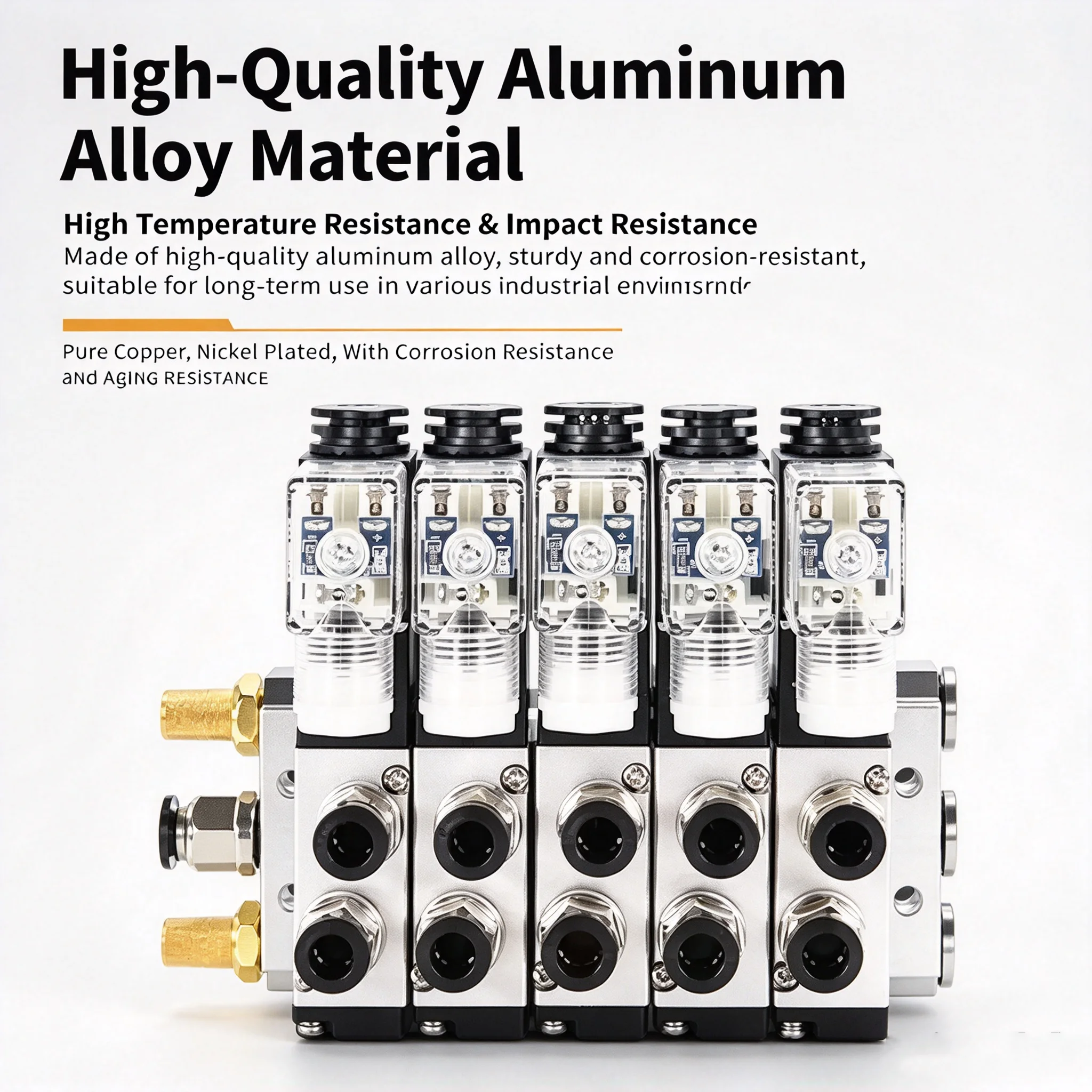 Block12/24V DC 110/220V AC Multi Option With Muffler Fitting Base Manifold 2/3/4/5/6/8/10 Way 4V210-08 Pneumatic Solenoid Valve