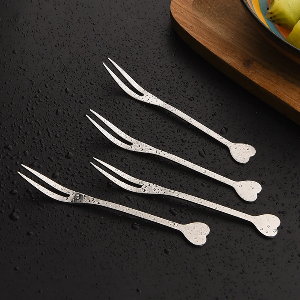 

20Pcs Heart Shaped Fruit Forks Stainless Steel Mini Dessert Forks for Cake Fruit Salad Party Wedding Home Use Reusable Elegant
