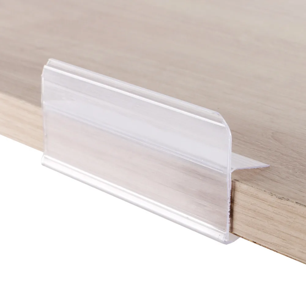 Wood Shelf Label Holder Plastic Price Tag Holder Supermarket Retail Sign PVC Clear Shelf Label Holder