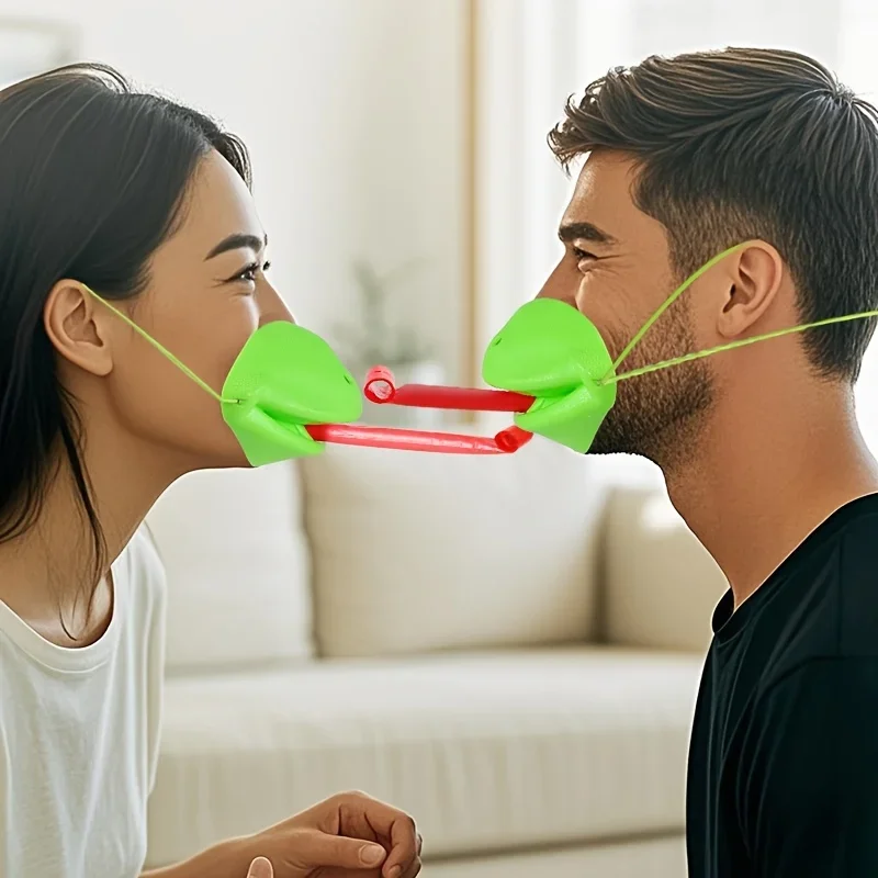 

Frog Tongue Blowing Game Set, Home Interactive Air Driven Party Game Random Colors