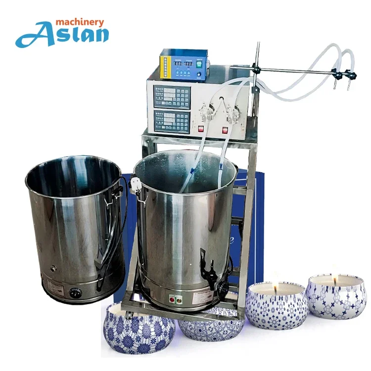 

High Capacity Double Heads Candle Filler Machine for Tealight Cheap Price Scented Candles Mixing Melting Filling Machine