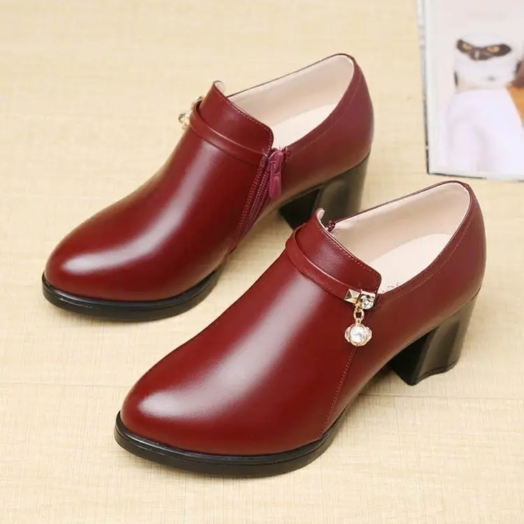 Women Shoes Spring Autumn Women Leather High Heel Pumps Shoes Lady Ankle Boots Office Shoes Female Dress Shoes Botas De Mujer