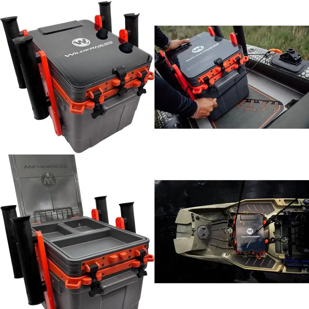 

Ящик для каяка — 4 держателя для удочек — Хранение снастей для каяков и лодок — Подходит для углубных лодок