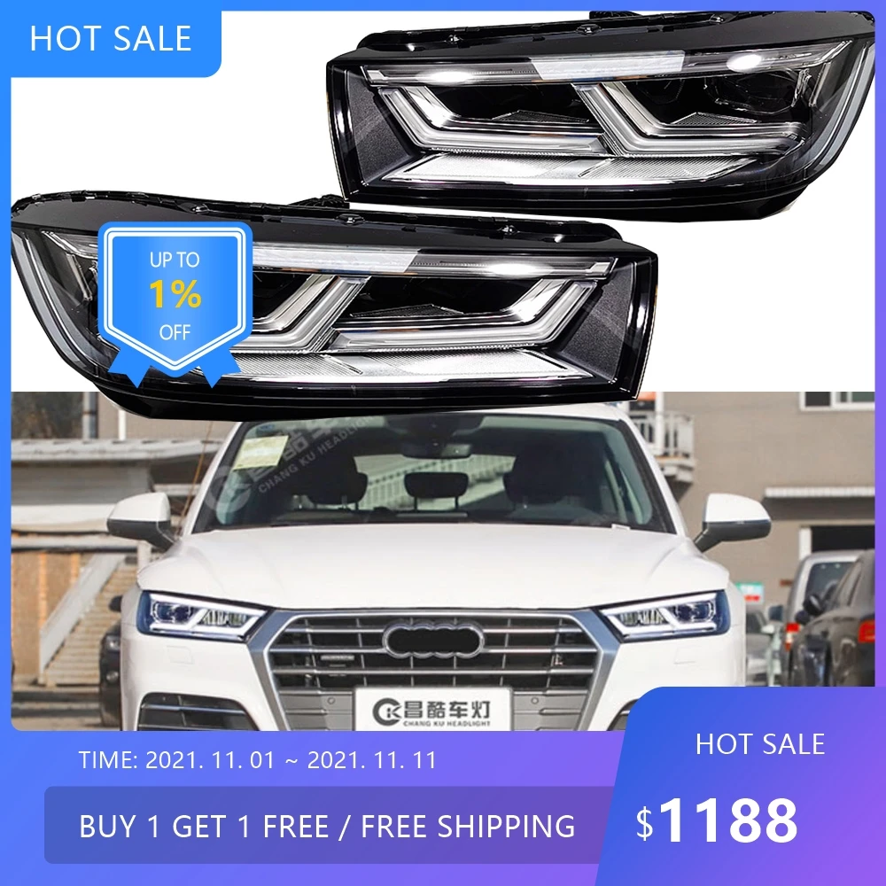

1 шт. автостайлинг фары для Audi Q5 фары 2018 ~ 2020y светодиодные автоаксессуары светодиодные для audi Q5 противотуманные фары