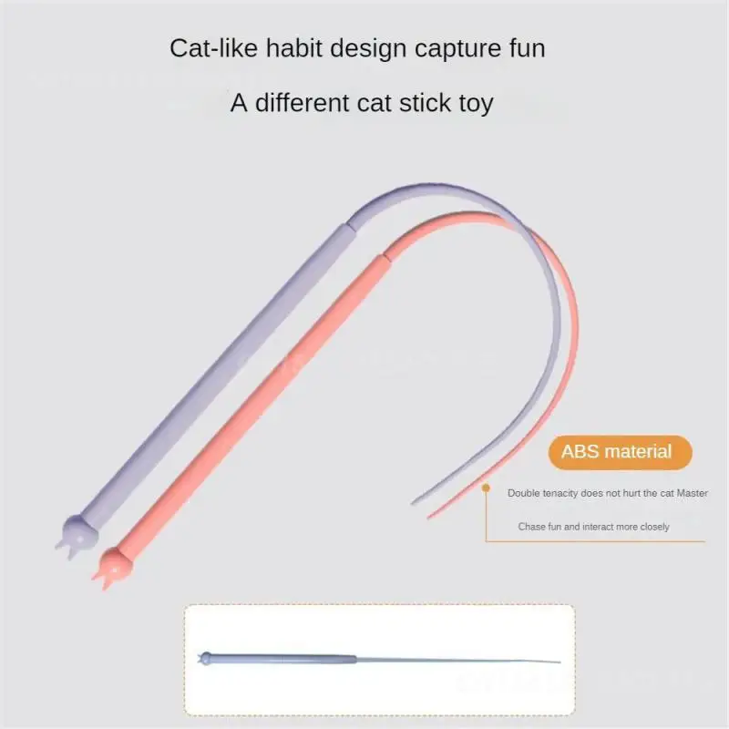 Silicone Cat Teasing Stick Replaceable Tail Attractive Silicone Cat Teasing Pole Gift Rat Tail Rod Easy Installation Flexible