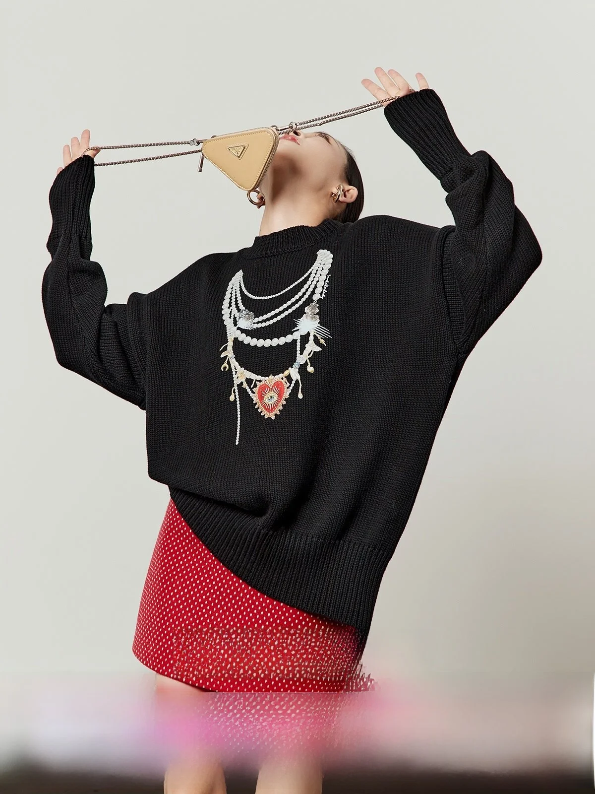 

Bla Knitted Loose Women's Sweater Nelace Casual Sle Winter New Arrival Faion Accory by Zhou Li Wu