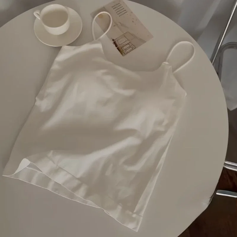 6 ألوان كاميس نسائية بسيطة ضيقة غير رسمية تناسب الجميع على الطراز الكوري موضة داخلية ناعمة بدون ظهر ملابس كلاسيكية للمراهقين