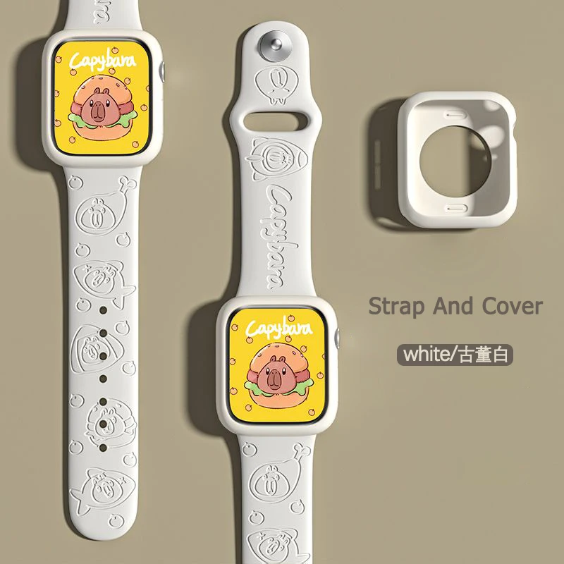 Funny Capybara Silicone Band Strap For iWatch S9 8 7 6 5 4 3 SE  Watch Bracelet 49mm 45mm 44mm 42mm 41mm 40mm 38mm Cartoon Gifts