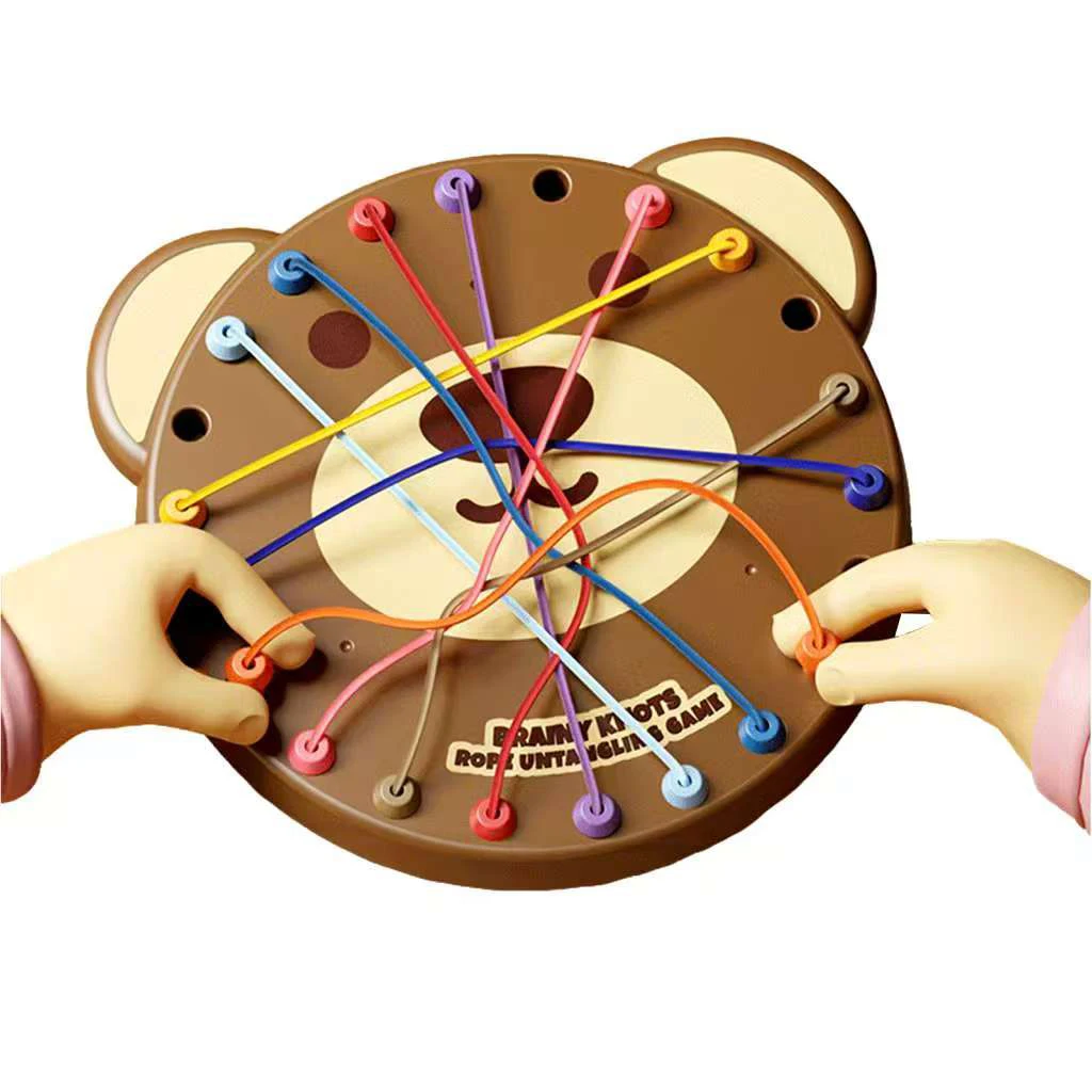 

New Bear Rope Knots Sensory Social Board Game Logical Thinking Challenge Twisted Connected Line Brain Strategy Fun Toys For Kids