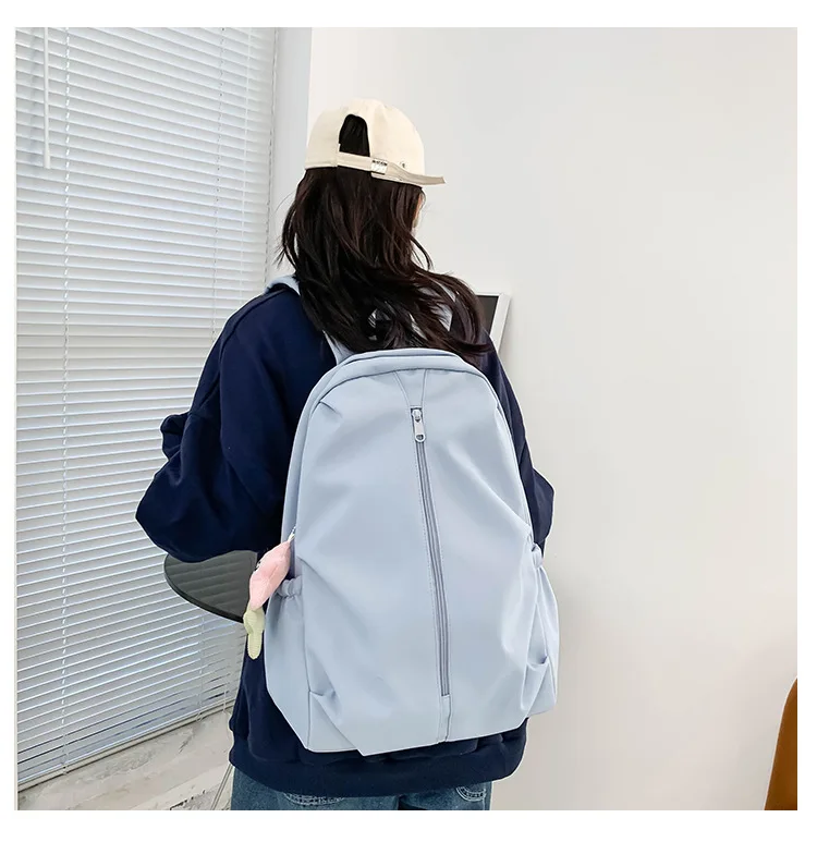 Waterproof Bag Girls Boy Oxford Cloth Multifunctional Stylish Simple Solid Color Large Capacity Casual Zipper Travel Backpack