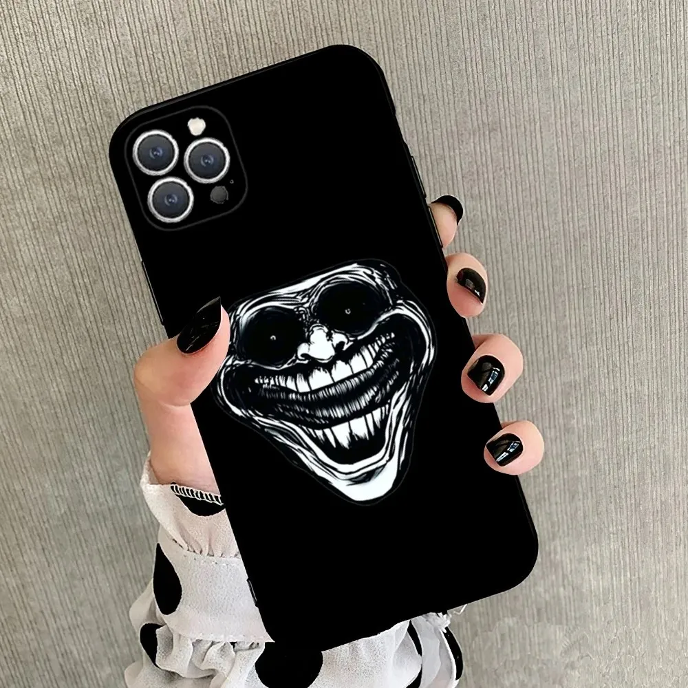 Custodia per telefono Troll Face Meme per iPhone 15,14,13,12,11,Plus,Pro Max,XS,X,XR,SE,Mini,8,7 Cover morbida in silicone nero