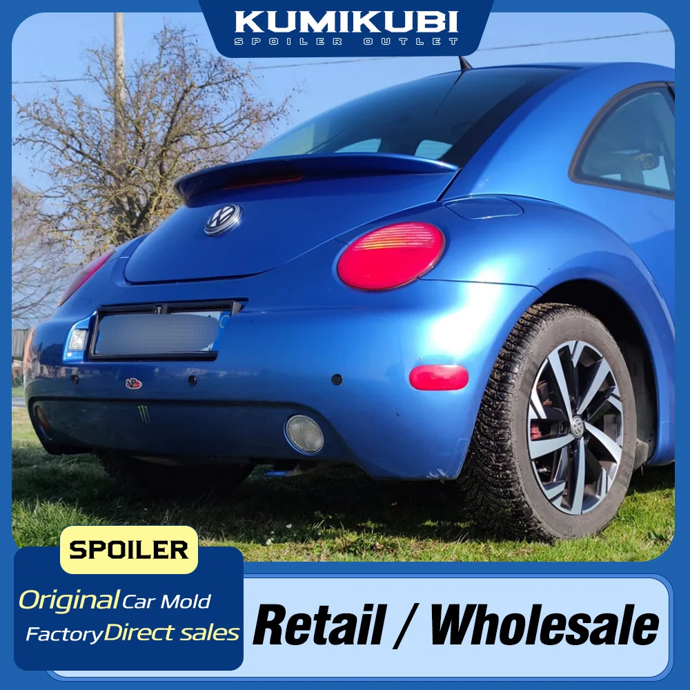 Para Volkswagen Beetle 1998-2010 FRP tapa de maletero trasero de coche Kit de cuerpo labio alerón alas negro carbono Tuning accesorios exteriores