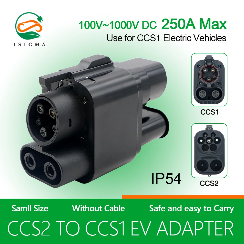 

ISIGMA CCS2 To CCS1/Tesla DC/AC EV Adaptor 250A 250KW Fast Charging CCS2 Adapter Connector High Speed Charging Adapter