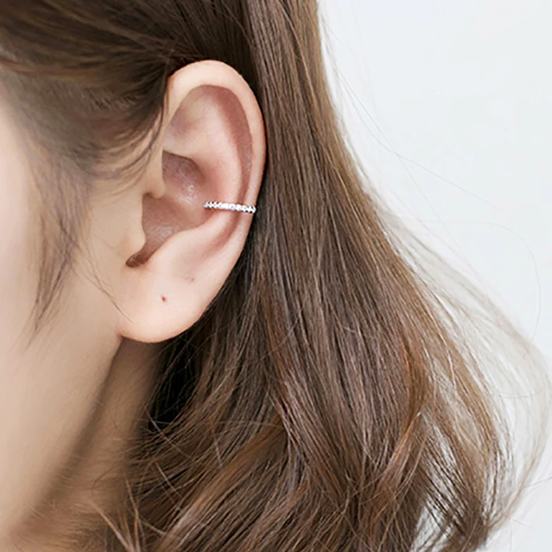 Pendientes de Clip de circonio tipo C decorados de Plata de Ley 925 a la moda, diamantes de imitación Punk Rock sin agujero, regalo de joyería para