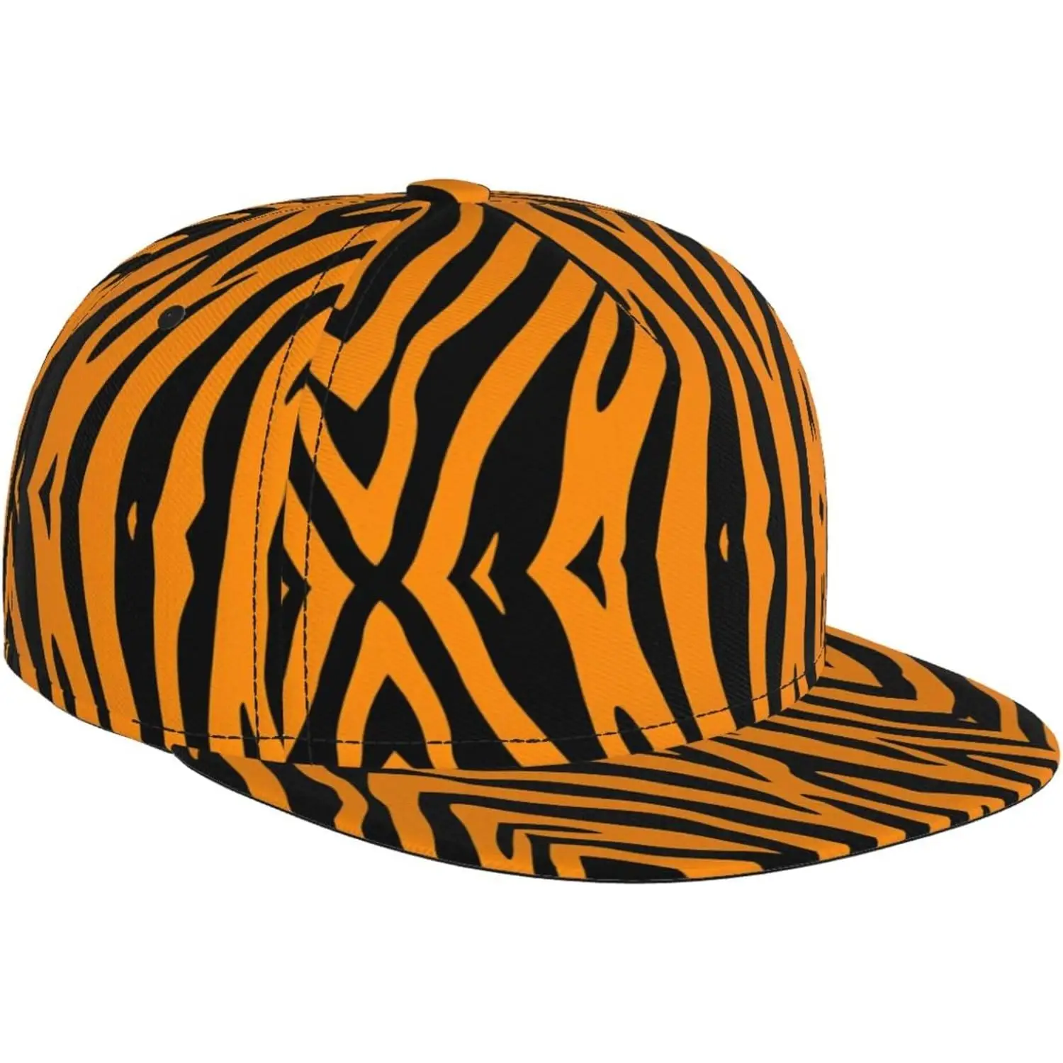 Bold Orange and Black Zebra-Pattern Snapback Cap Men's Women Trendy Style Baseball Cap Dad Hat Tennis Cap