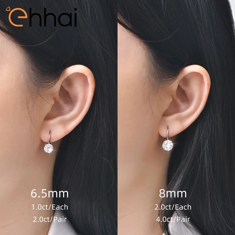 

Ehhai GRA Certified Round 1-2ct Round Moissanite Hoop Earrings for Women Real S925 Sterling Silver Fine Jewelry Gift Pendientes