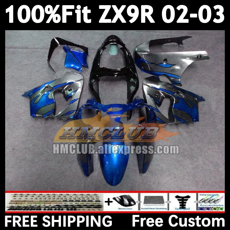 Injection Body For KAWASAKI NINJA ZX 900 9R 9 R 2002 2003 166No.135 ZX900 ZX-9R ZX9 blue grey R 900CC ZX9R 02 03 OEM Fairings