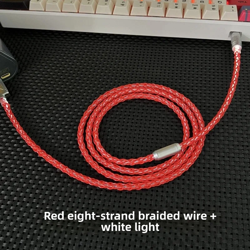 

DIY Handmade Metal USB Type-C Luminous White Light 8K Gaming Magnetic Axis Mechanical Keyboard Charging Cable Sliding Buckle ﻿