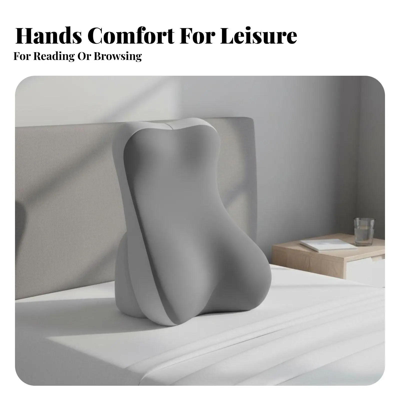 Height Adjustable Memory Foam Cushion Back Support Reading Pillow for Bed Sofa and Floor Relaxation Use