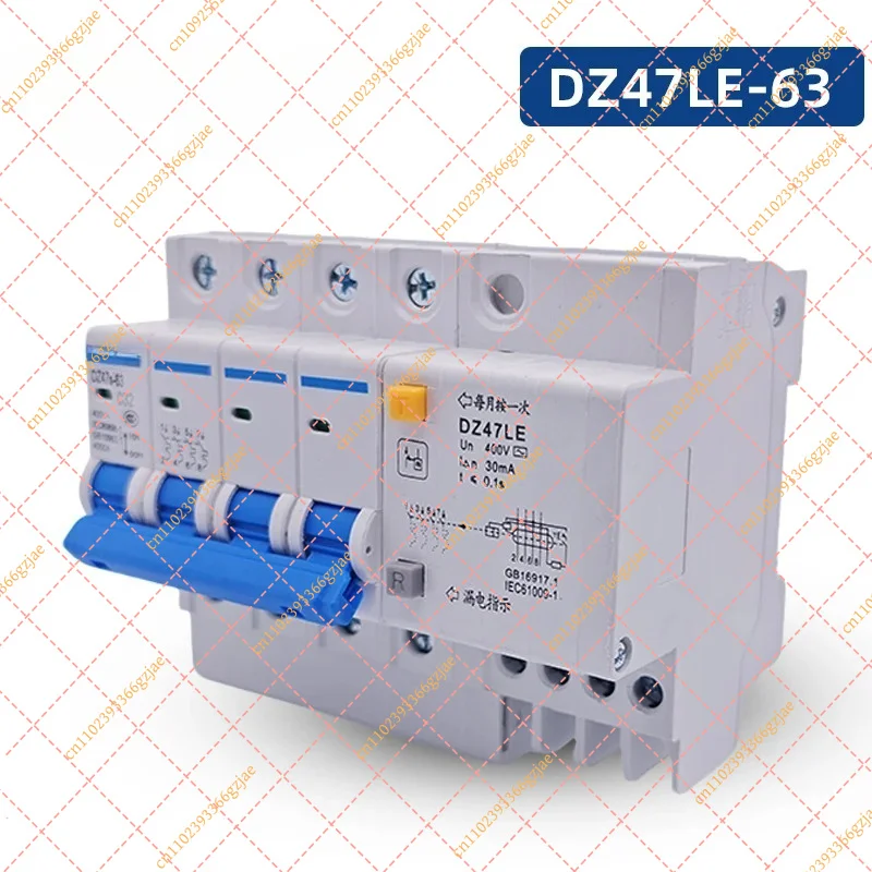 DZ47LE-63 Leakage Protector Mini Circuit Breaker Air Switch 4P Household Small Three-phase 380V 10-63A MCB