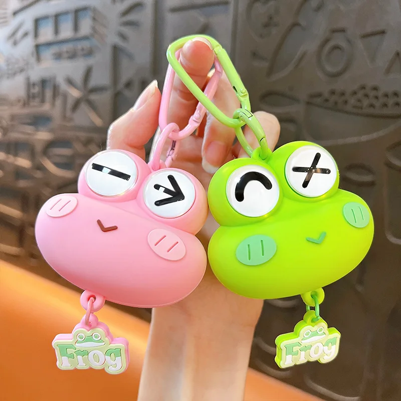 Creative Squeeze Frog Pop-eye Pinch Happy Trendy Play Charm Keychain Cute Arrow Eyeball Shy Pink Frog Doll Bag Pendant Key Chain