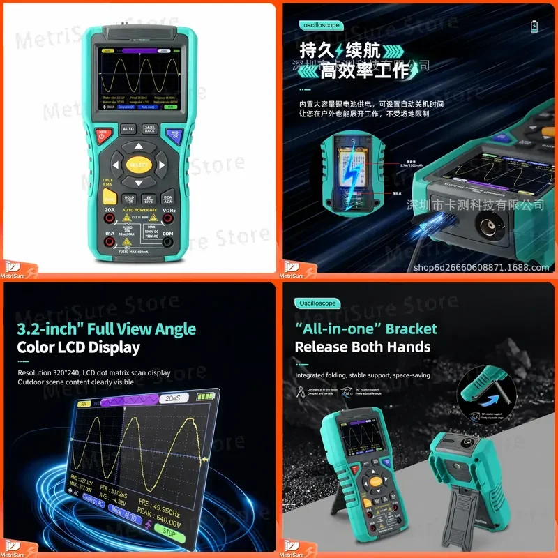 Digital Multimeter with Capacitance Tester Function Oscilloscope Mode NCV Voltage Detector AC DC Resistance Measurement USB