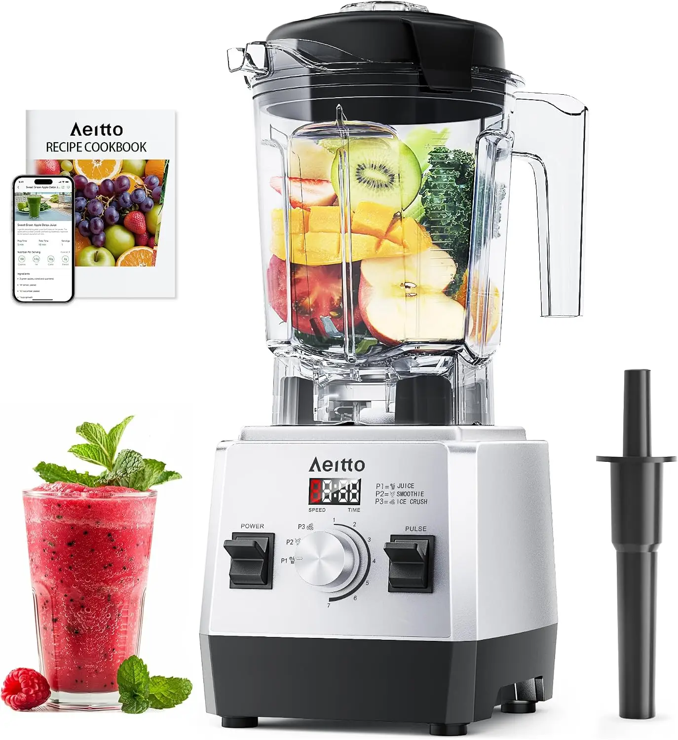 ^For Blenders for Kitchen with 68Oz. Jar, 1800W Max Power Smoothie Blender, 3 Preset Programs & 7 Speeds, Professional Counterto