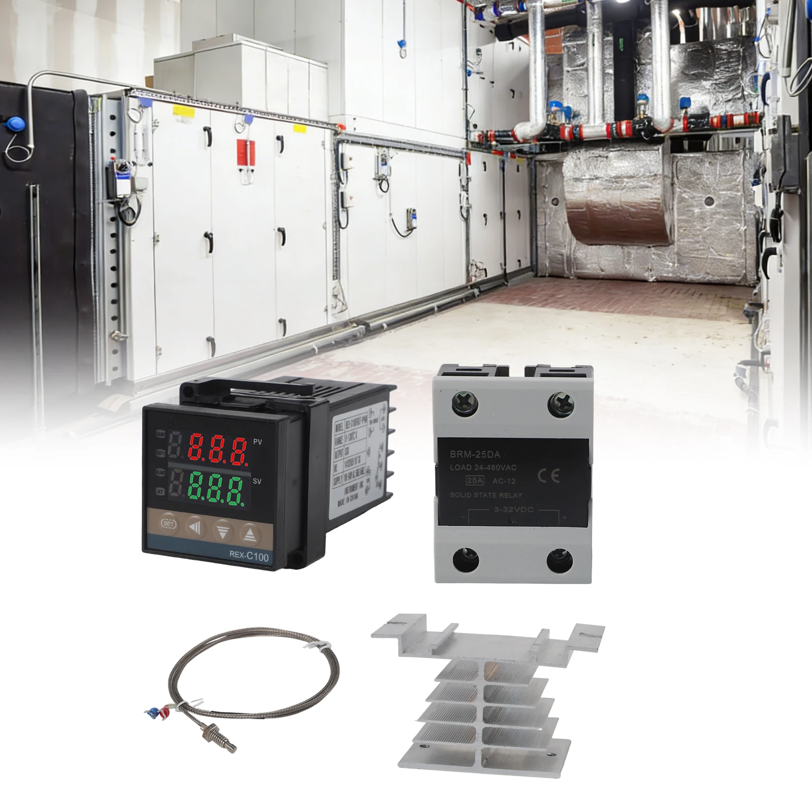 Industrial Heating Controller PID Temperature Control Cold-End Compensation Tolerance K-Type Thermocouple Sensor 1M Probe Length
