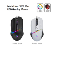 A4TECH Bloody W60MAX Game Mouse, 15-Zone RGB Animation, Preloaded 5 RGB Lighting Effects, 2000Hz Report Rate
