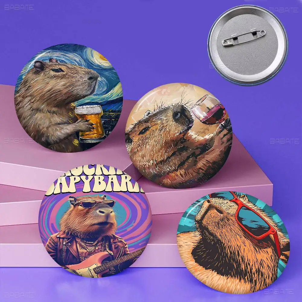 Cute Capybara 58mm Handmade Brooch Cartoon Cosplay Badge On Backpack Jewelry Accessories Gifts