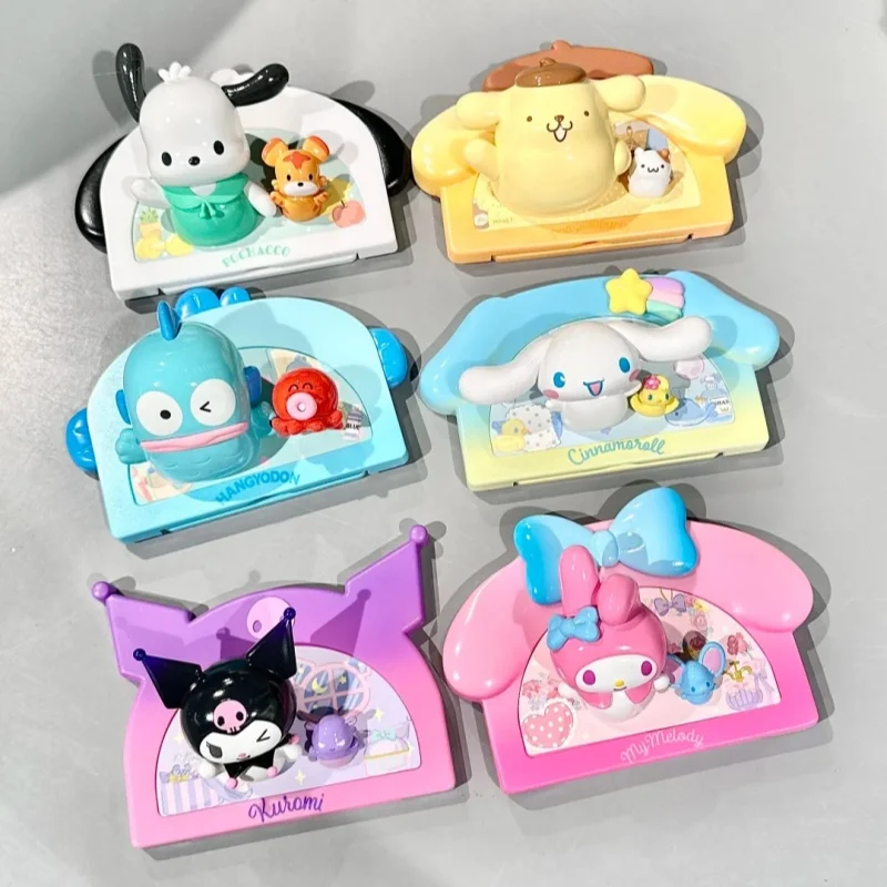 Sanrio My Home Refrigerator Patch Series Box Hello Kitty Cinnamoroll Melody Pochacco Cartoon Pvc Collection Model Toys Gift