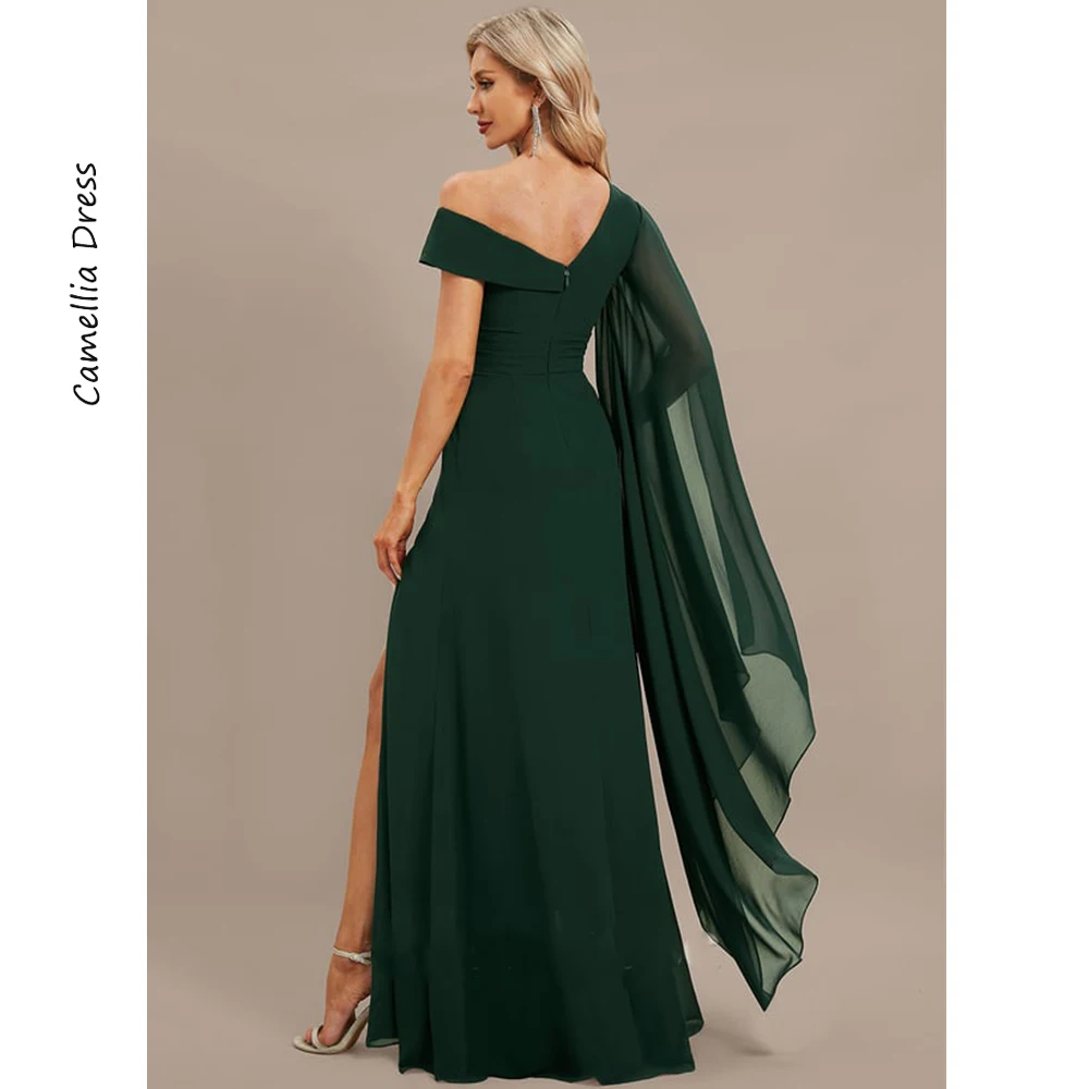 Vestidos De Noche asimétricos hasta el suelo, Vestidos De Fiesta formales De gasa con abertura, nuevos