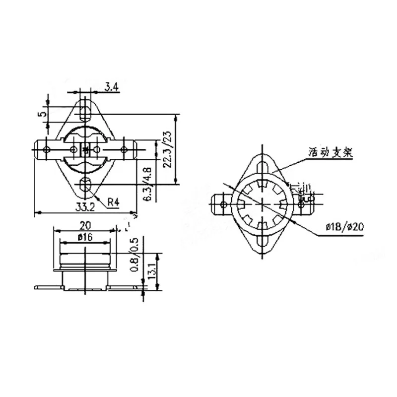 2pcs Normal Close Open Thermostat Switch 5 10 15 20 25 30 40 45 50 55 60 65 70 75 80 85 90 95℃ Temperature Sensor Switch KSD301