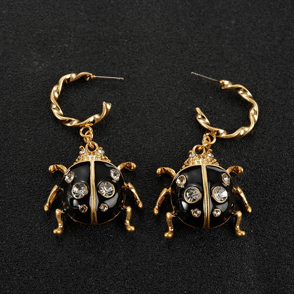 

Black Ladybug Animal Earrings Send Her New Year's AccessoriesSmall Design Jewelry Banquet Dresses Wear Matching Accessories